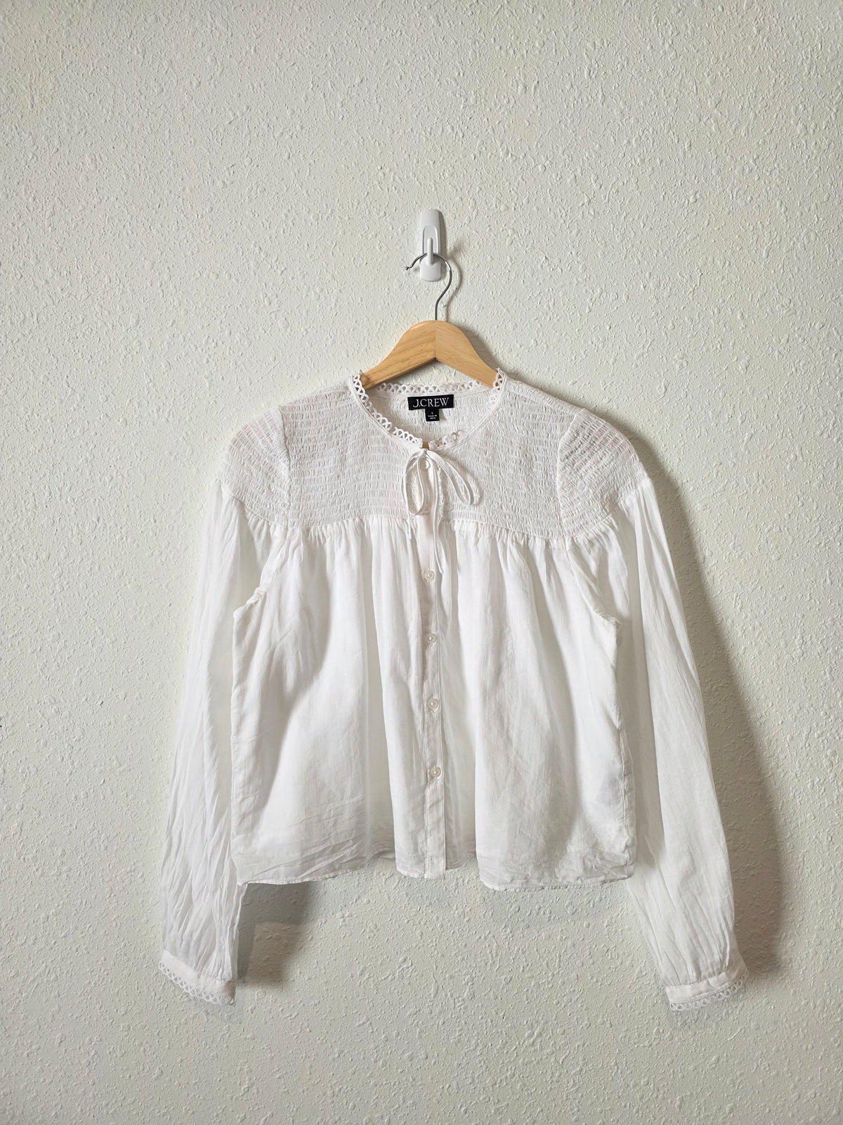 J.Crew Smocked Cotton Blouse (S)