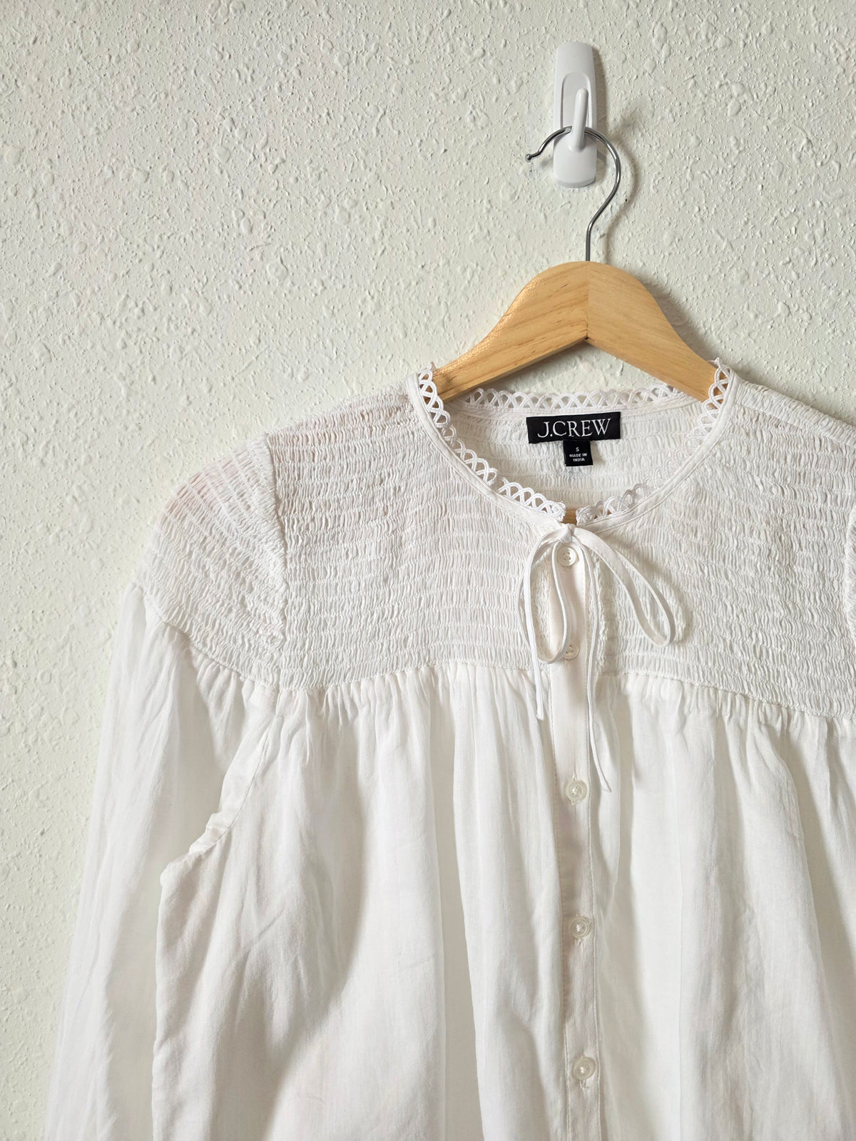 J.Crew Smocked Cotton Blouse (S)