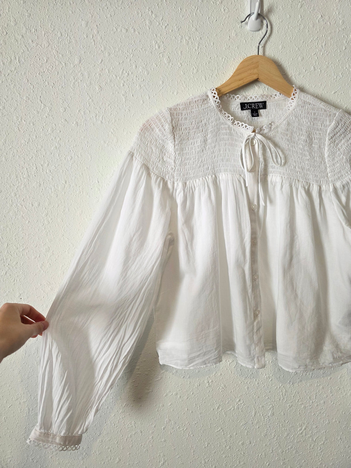 J.Crew Smocked Cotton Blouse (S)