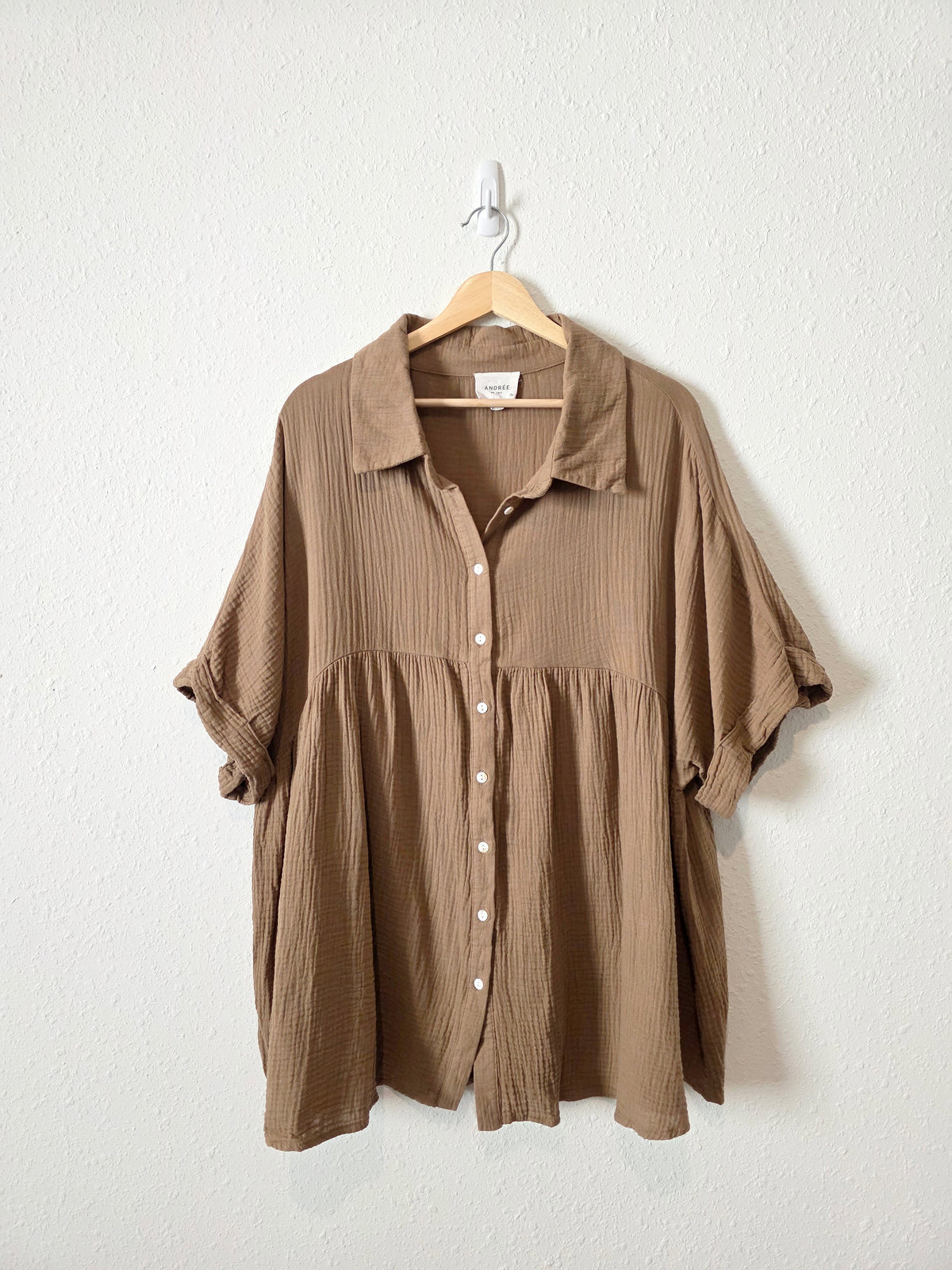 Brown Cotton Gauze Tunic (3X)