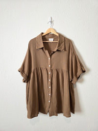Brown Cotton Gauze Tunic (3X)