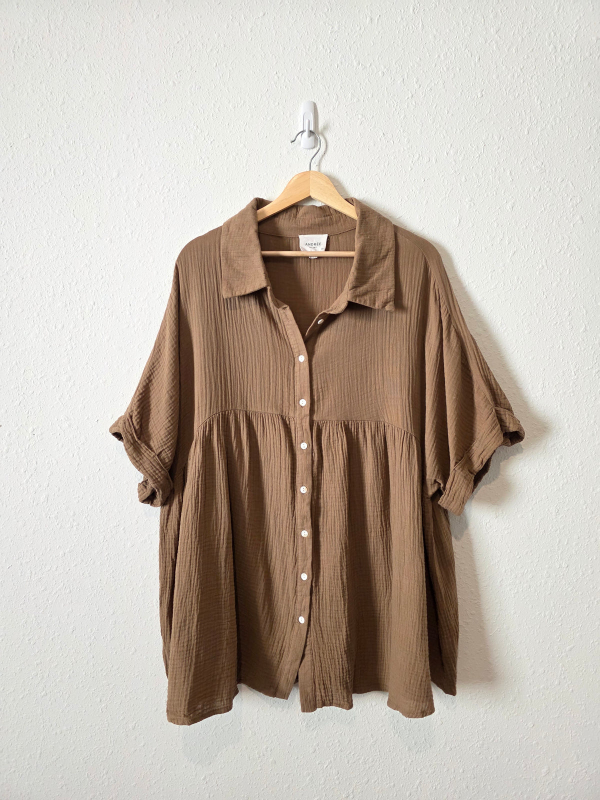 Brown Cotton Gauze Tunic (3X)