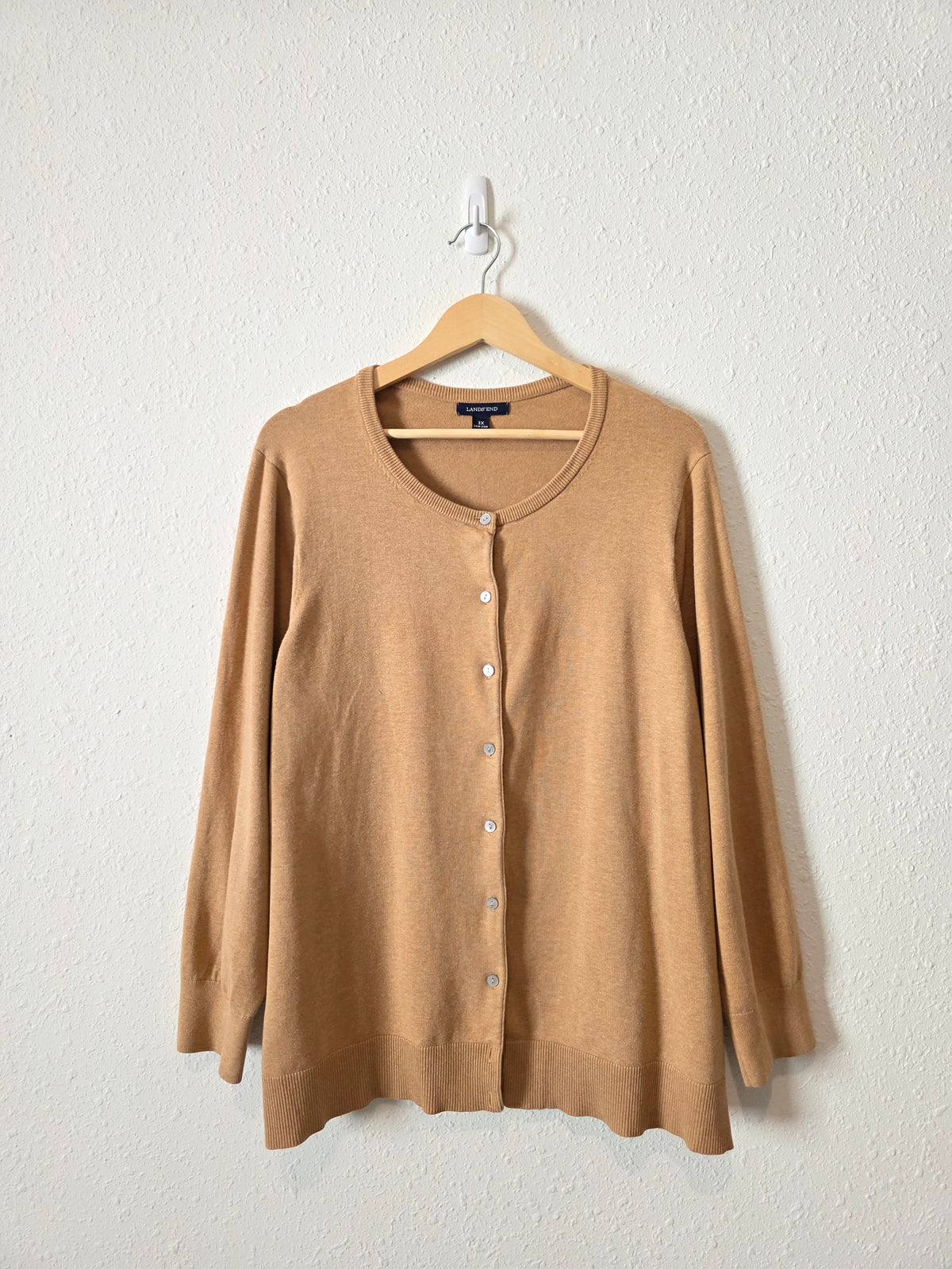 Vintage Lands End Camel Cardigan (3X)