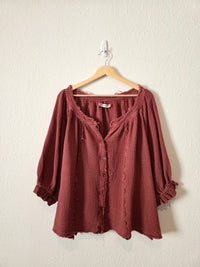 Free People Raspberry Gauze Top (XL)