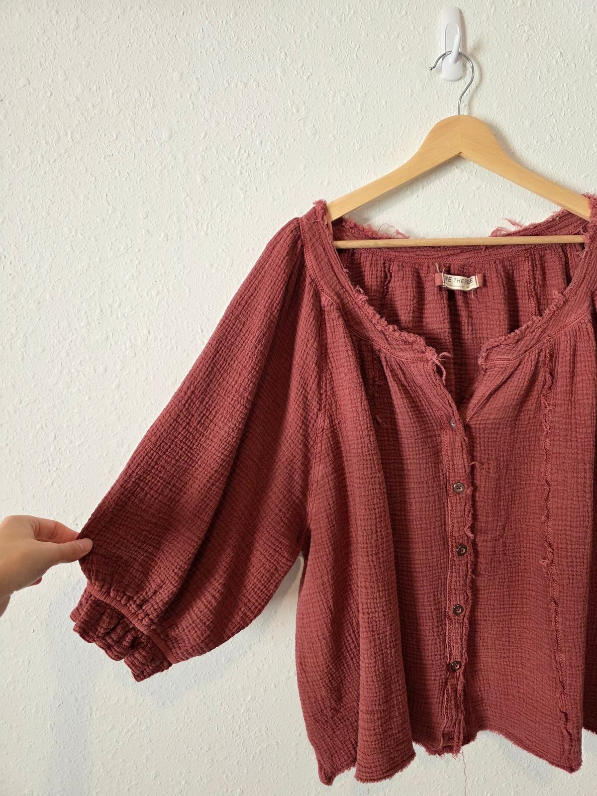 Free People Raspberry Gauze Top (XL)