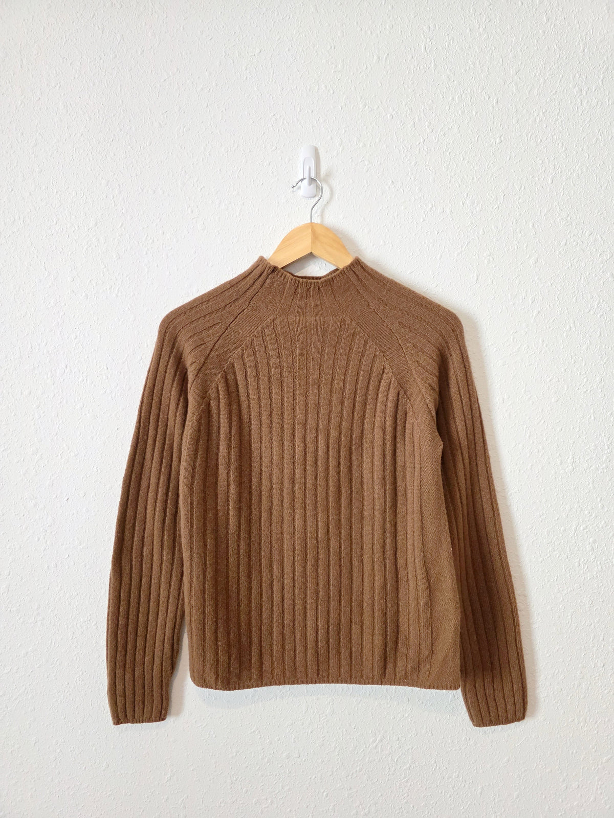 Vintage Brown Mockneck Lambswool Sweater (L)