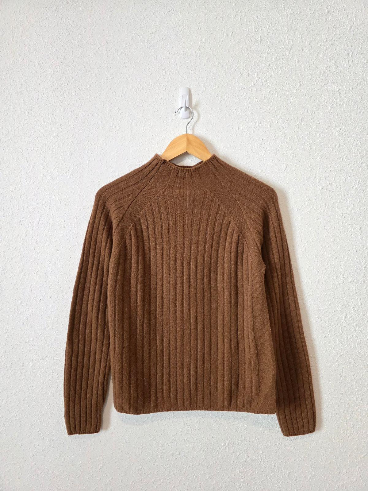 Vintage Brown Mockneck Lambswool Sweater (L)