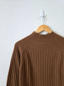 Vintage Brown Mockneck Lambswool Sweater (L)