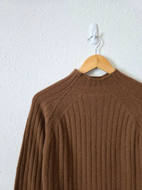 Vintage Brown Mockneck Lambswool Sweater (L)