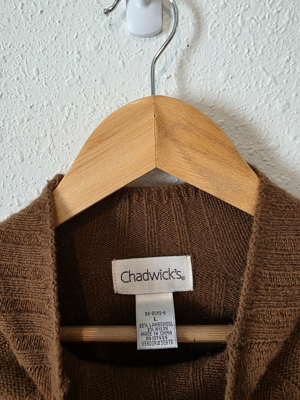Vintage Brown Mockneck Lambswool Sweater (L)