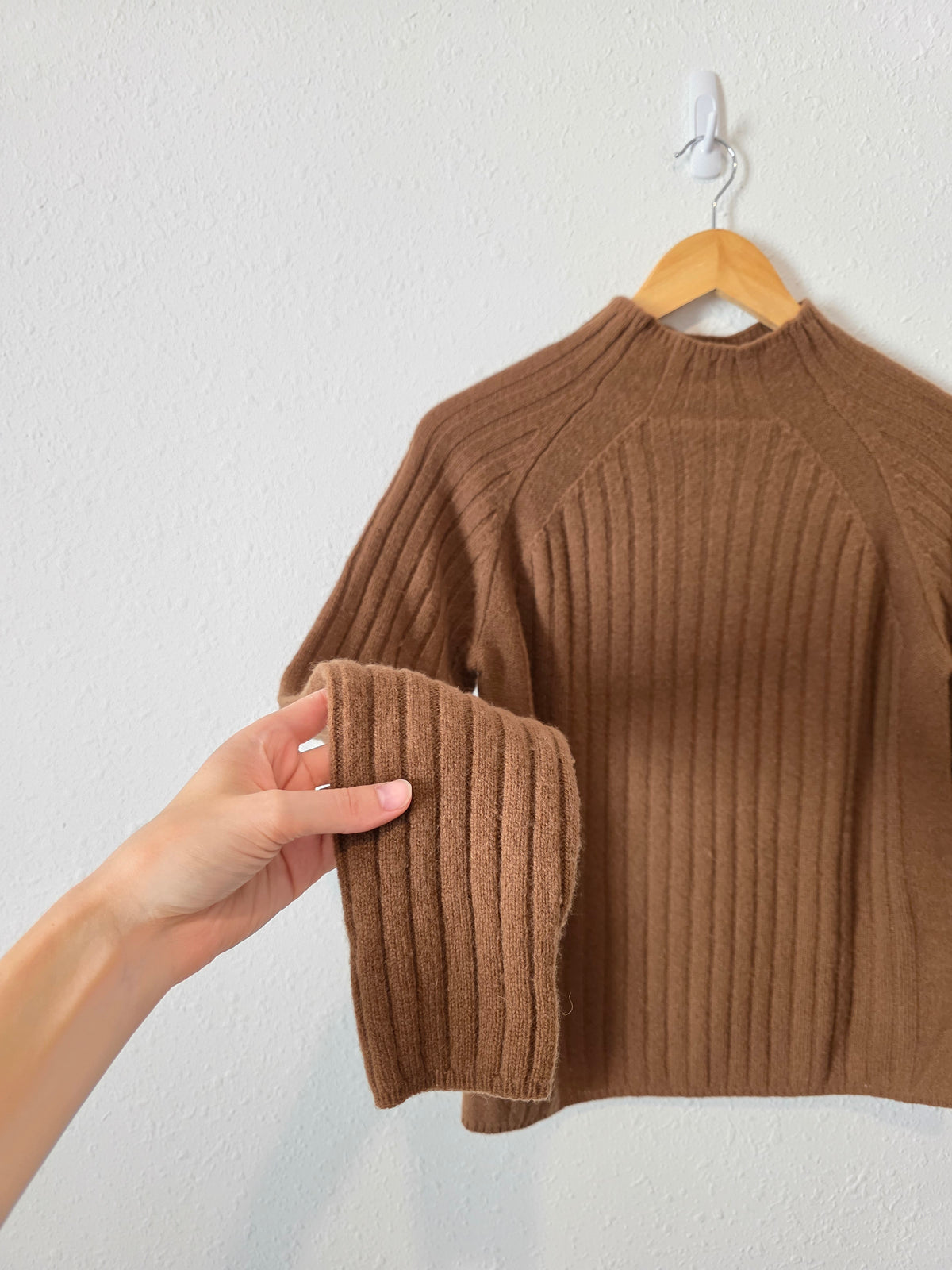 Vintage Brown Mockneck Lambswool Sweater (L)