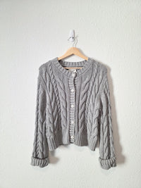 Abercrombie Gray Cable Knit Cardigan (L)