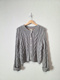 Abercrombie Gray Cable Knit Cardigan (L)