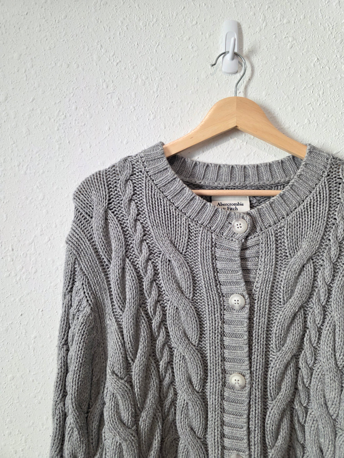 Abercrombie Gray Cable Knit Cardigan (L)