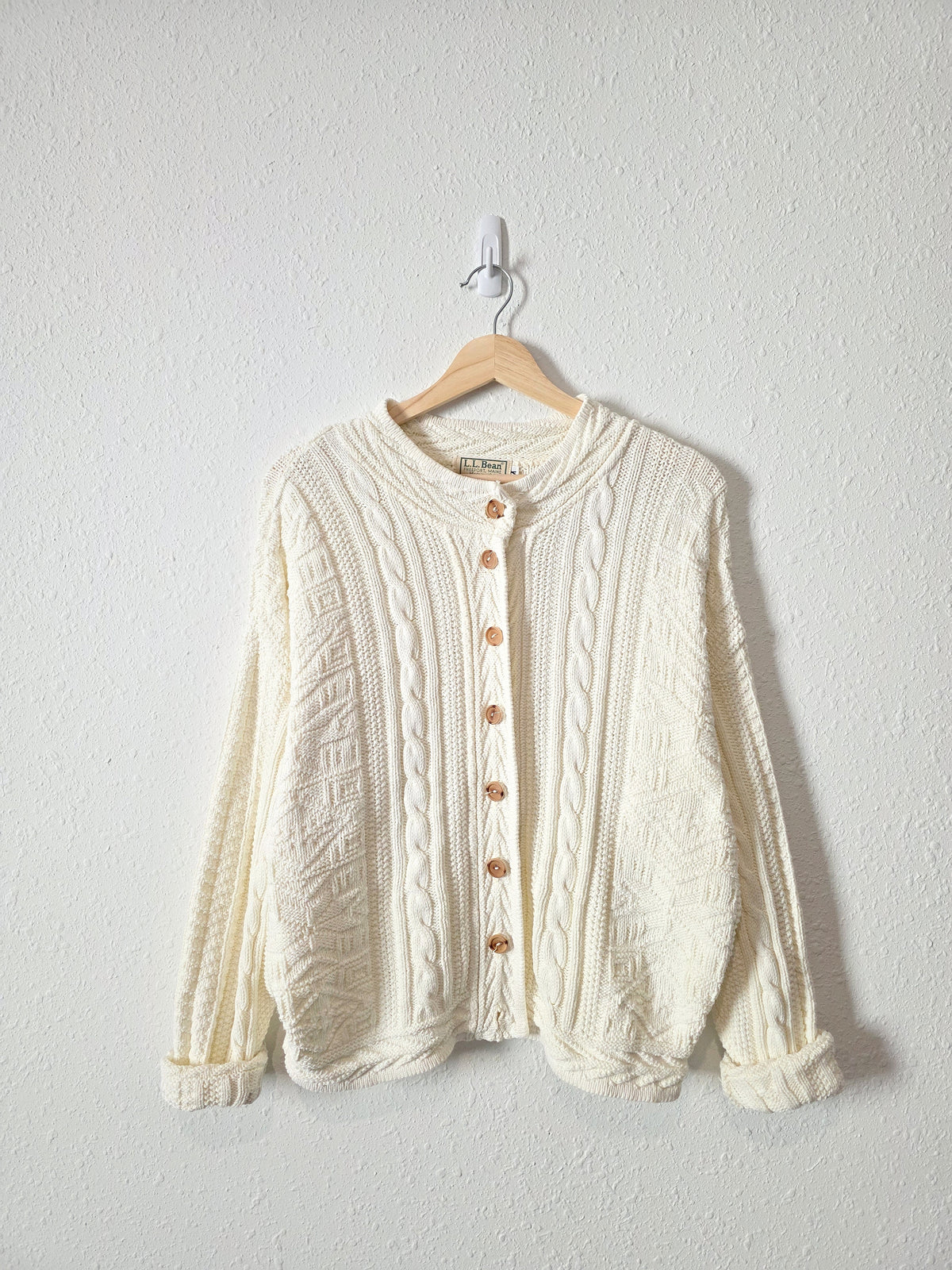 Vintage LL Bean Cable Knit Cardigan Sweater (M)