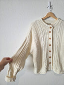 Vintage LL Bean Cable Knit Cardigan Sweater (M)