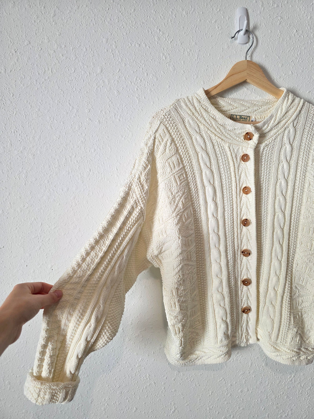 Vintage LL Bean Cable Knit Cardigan Sweater (M)