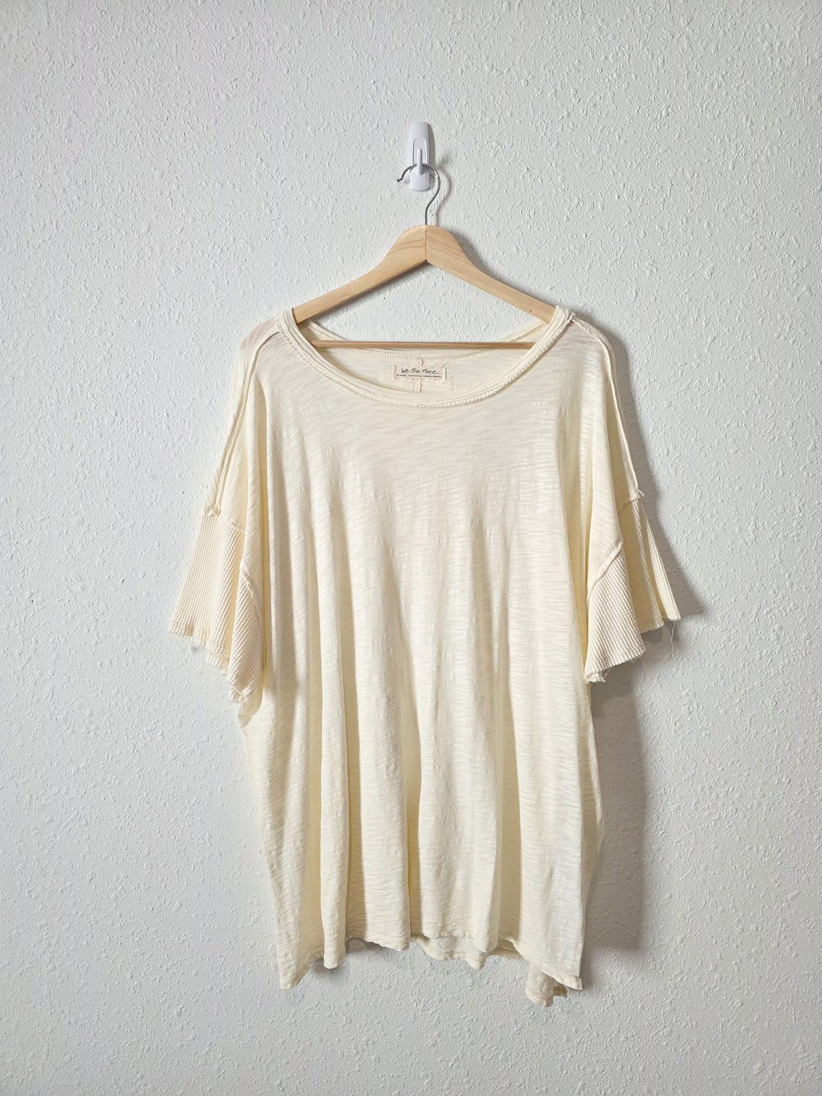 Free People Cream Oversized Tee (XL)