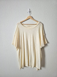 Free People Cream Oversized Tee (XL)