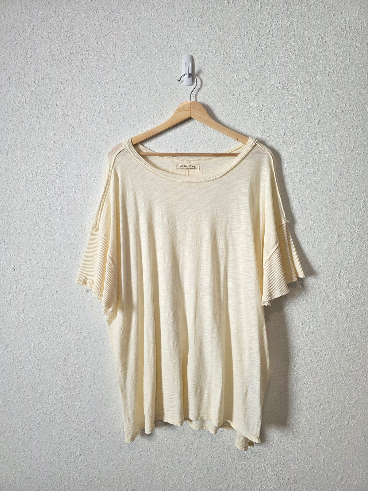 Free People Cream Oversized Tee (XL)