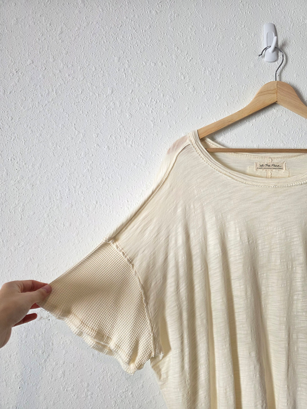 Free People Cream Oversized Tee (XL)