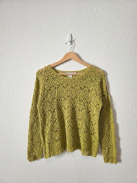 Vintage Chartreuse Crochet Sweater (M)