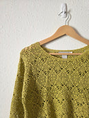 Vintage Chartreuse Crochet Sweater (M)