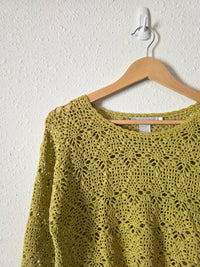 Vintage Chartreuse Crochet Sweater (M)