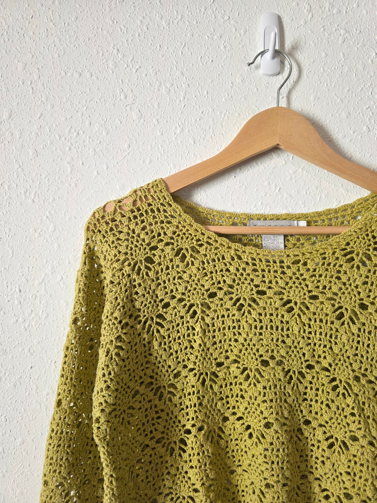 Vintage Chartreuse Crochet Sweater (M)
