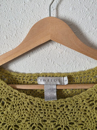 Vintage Chartreuse Crochet Sweater (M)
