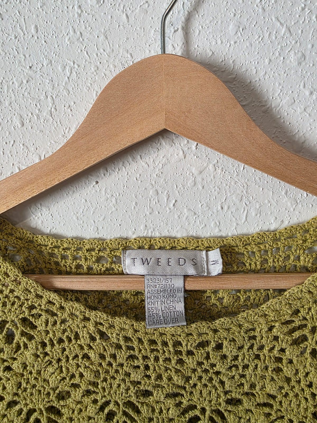 Vintage Chartreuse Crochet Sweater (M)