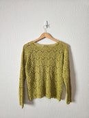 Vintage Chartreuse Crochet Sweater (M)