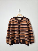 Vintage Striped Crochet Cardigan (S/M)