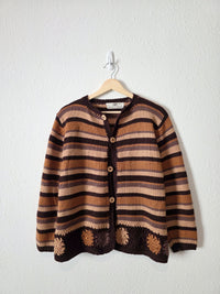 Vintage Striped Crochet Cardigan (S/M)