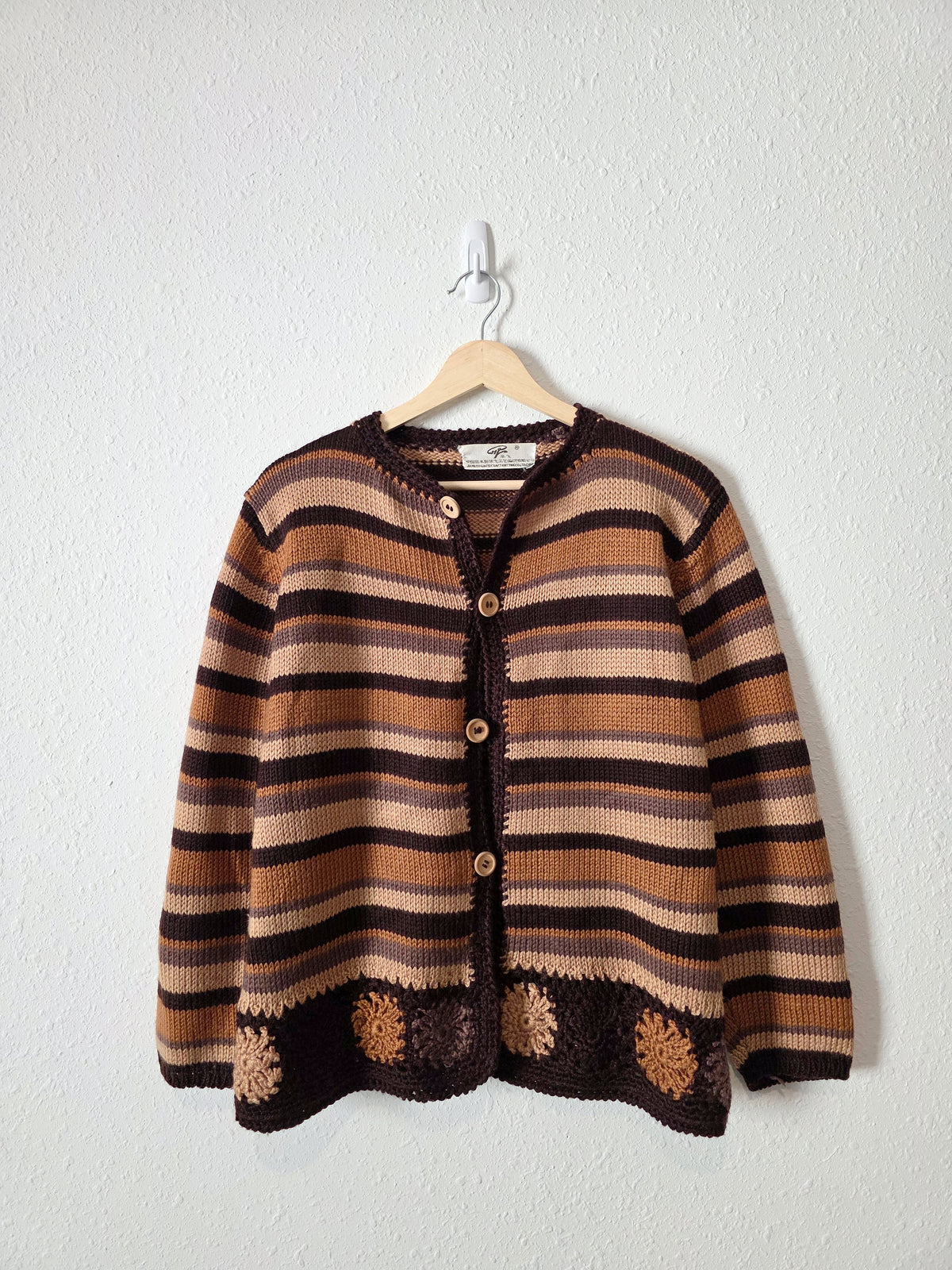 Vintage Striped Crochet Cardigan (S/M)