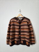 Vintage Striped Crochet Cardigan (S/M)