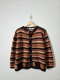 Vintage Striped Crochet Cardigan (S/M)