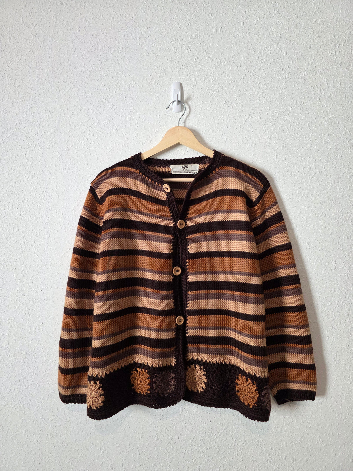 Vintage Striped Crochet Cardigan (S/M)