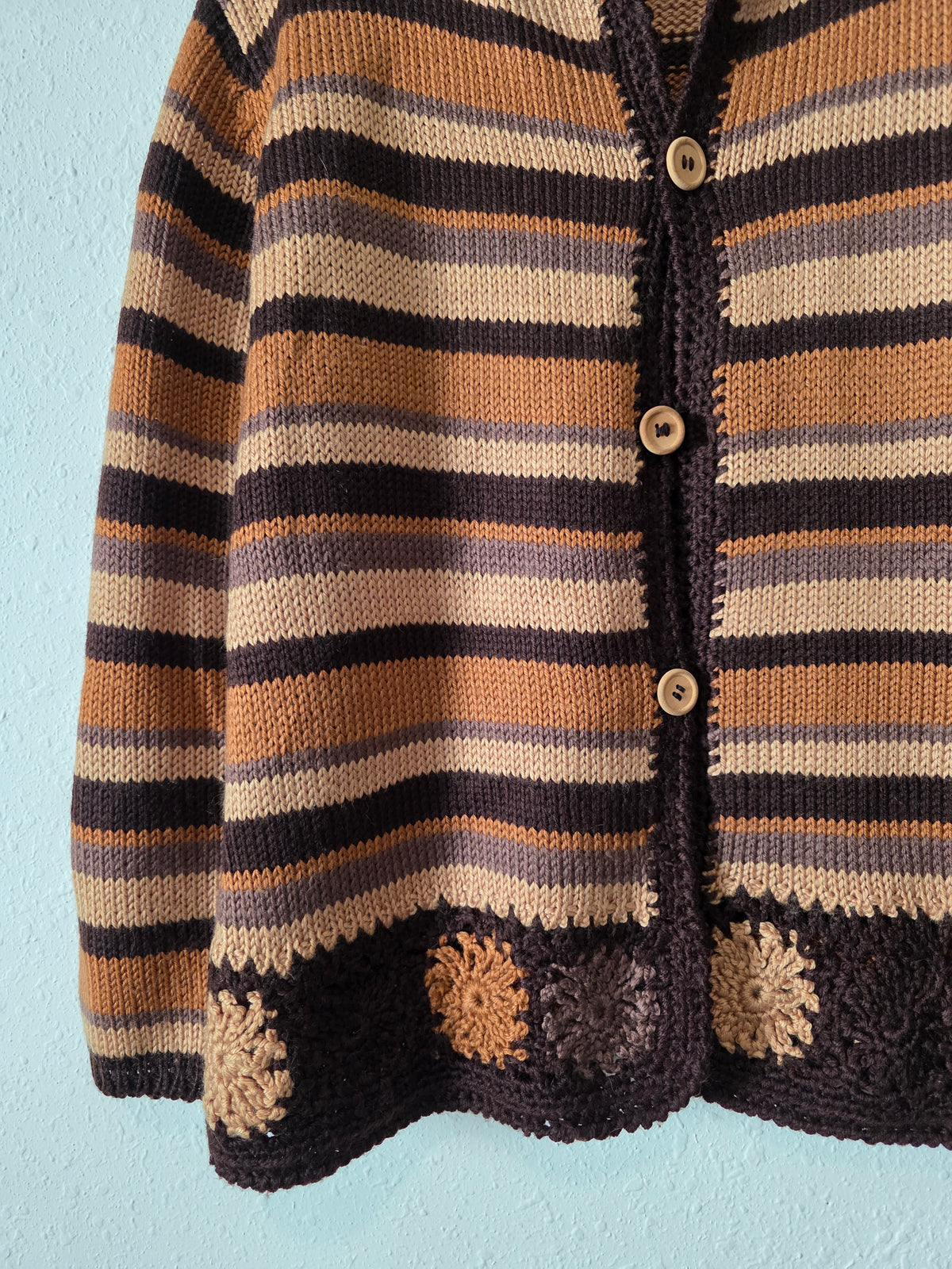 Vintage Striped Crochet Cardigan (S/M)
