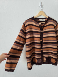 Vintage Striped Crochet Cardigan (S/M)