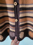 Vintage Striped Crochet Cardigan (S/M)
