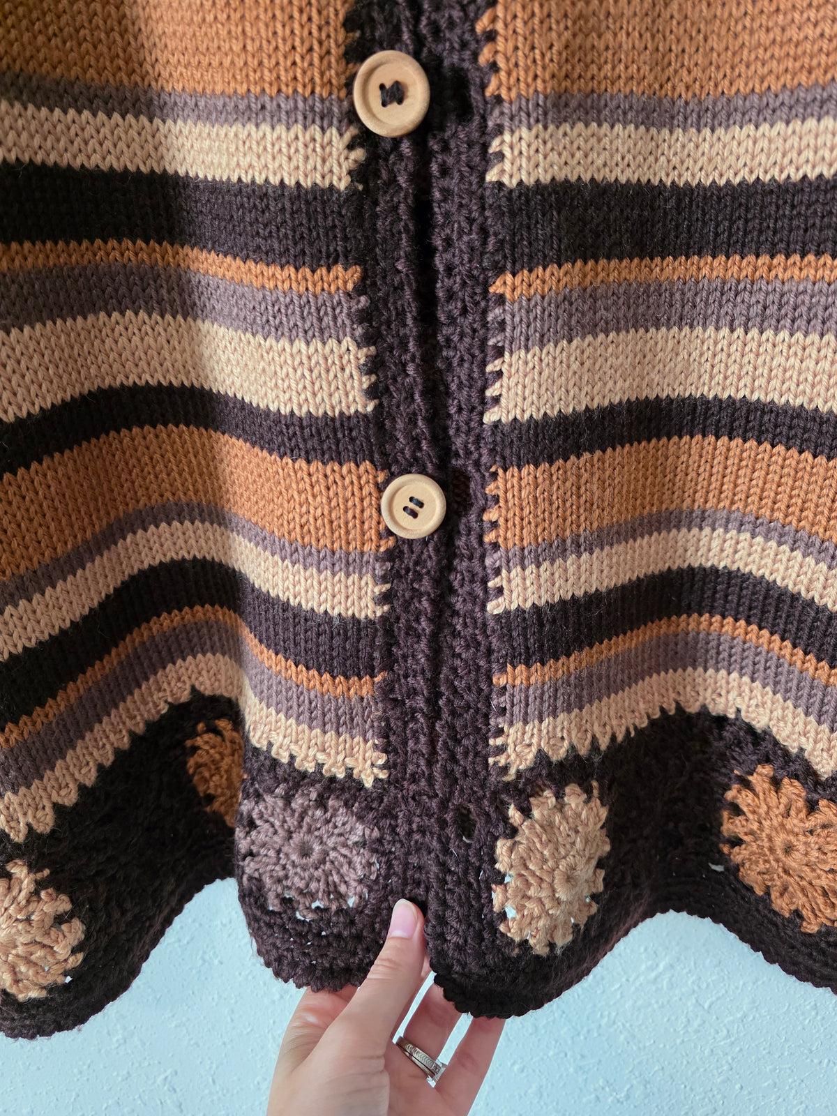 Vintage Striped Crochet Cardigan (S/M)