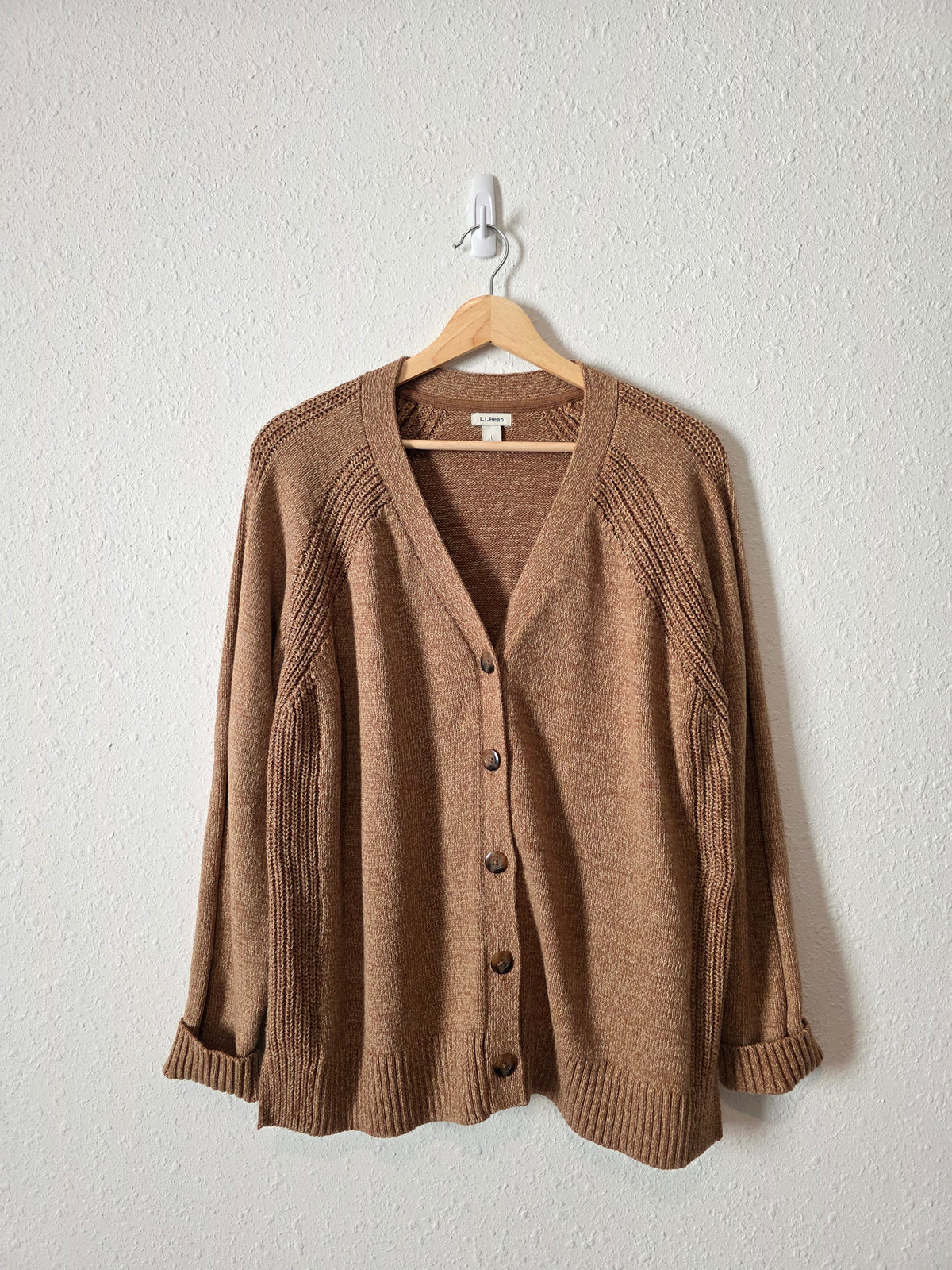 LL Bean Brown Cotton Blend Cardigan (L)
