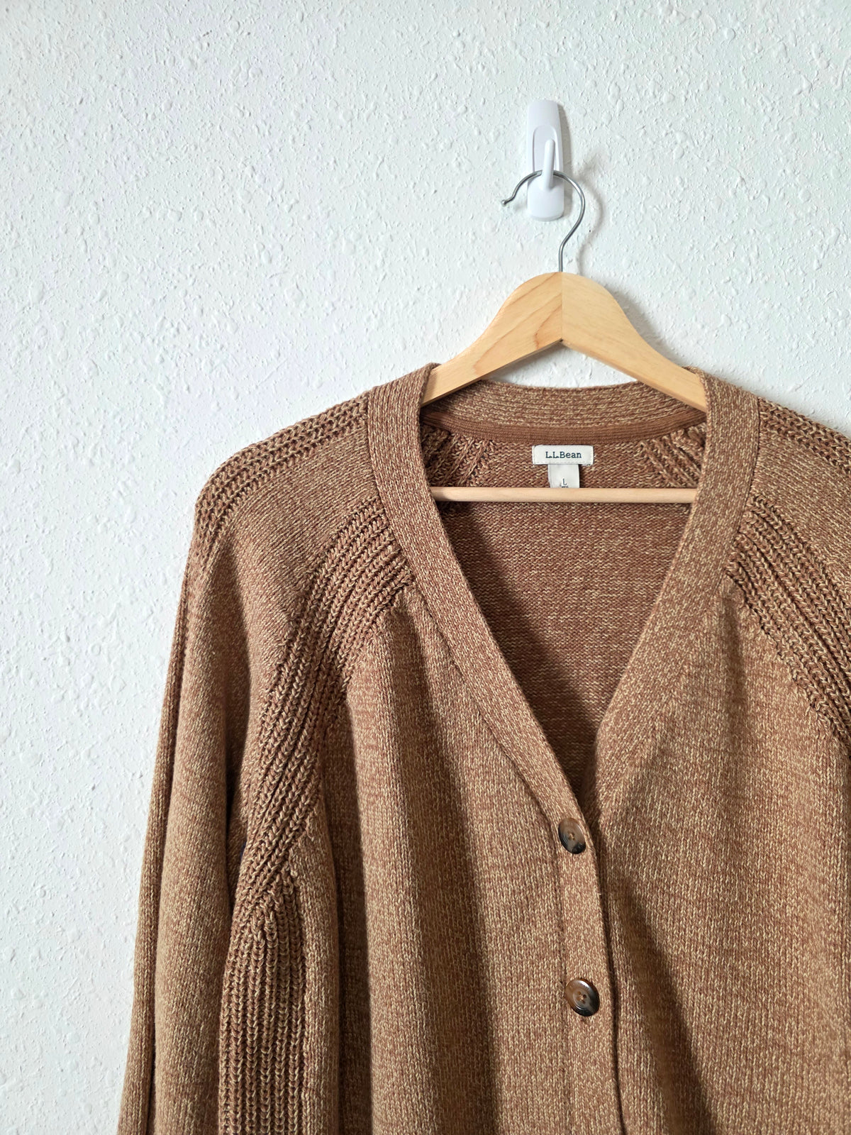 LL Bean Brown Cotton Blend Cardigan (L)