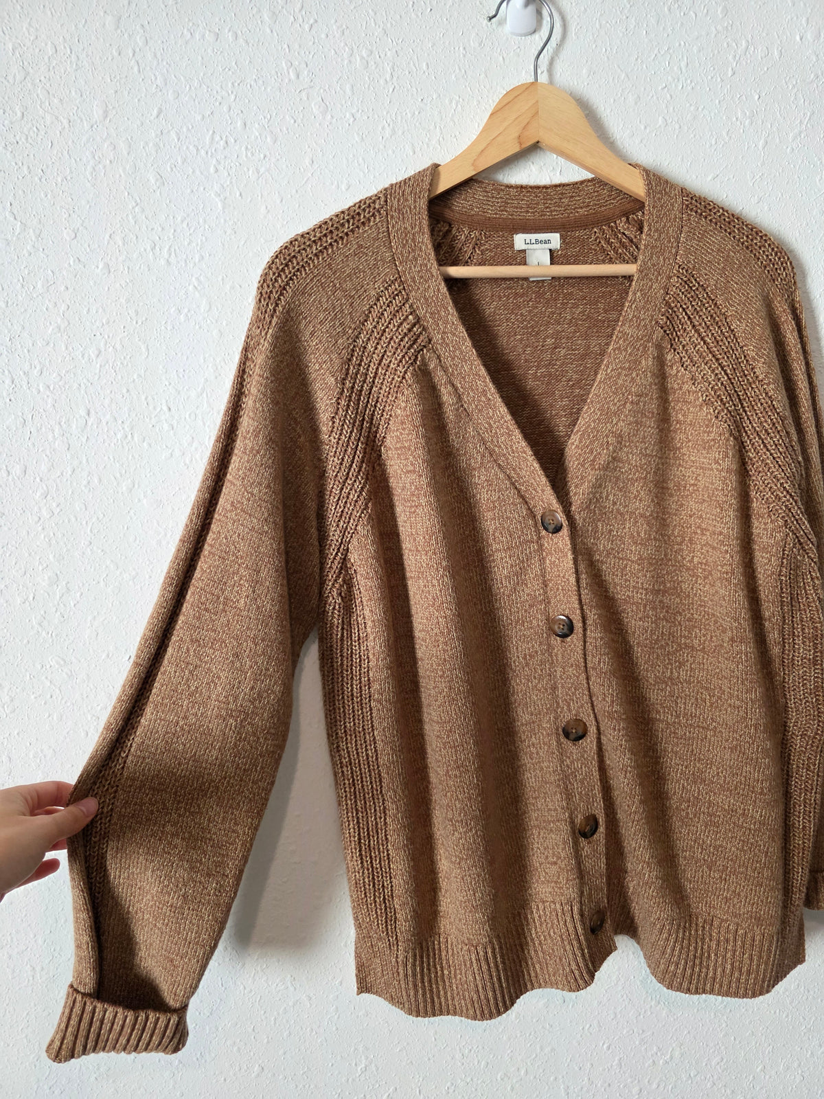 LL Bean Brown Cotton Blend Cardigan (L)