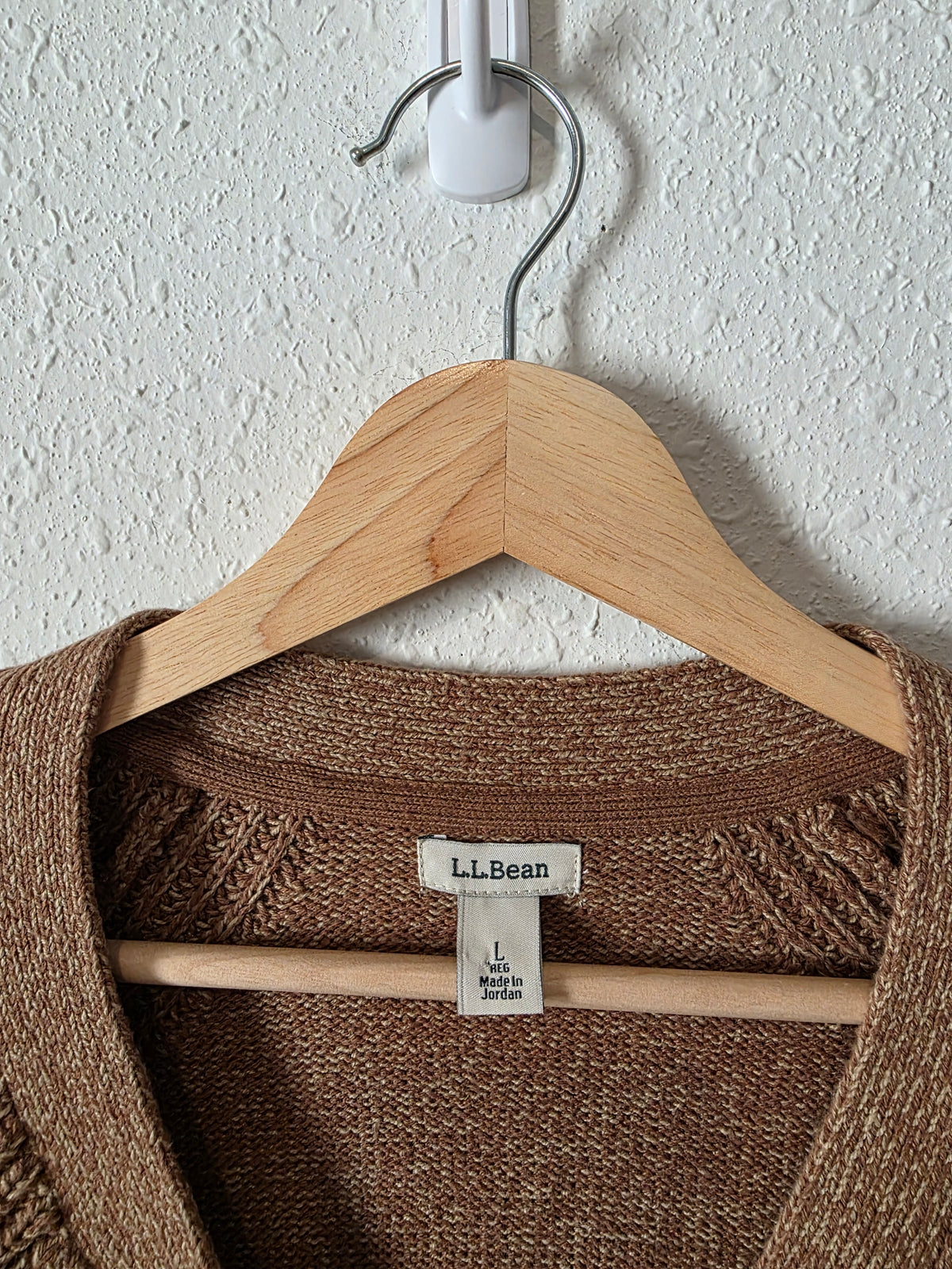 LL Bean Brown Cotton Blend Cardigan (L)