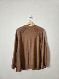 LL Bean Brown Cotton Blend Cardigan (L)