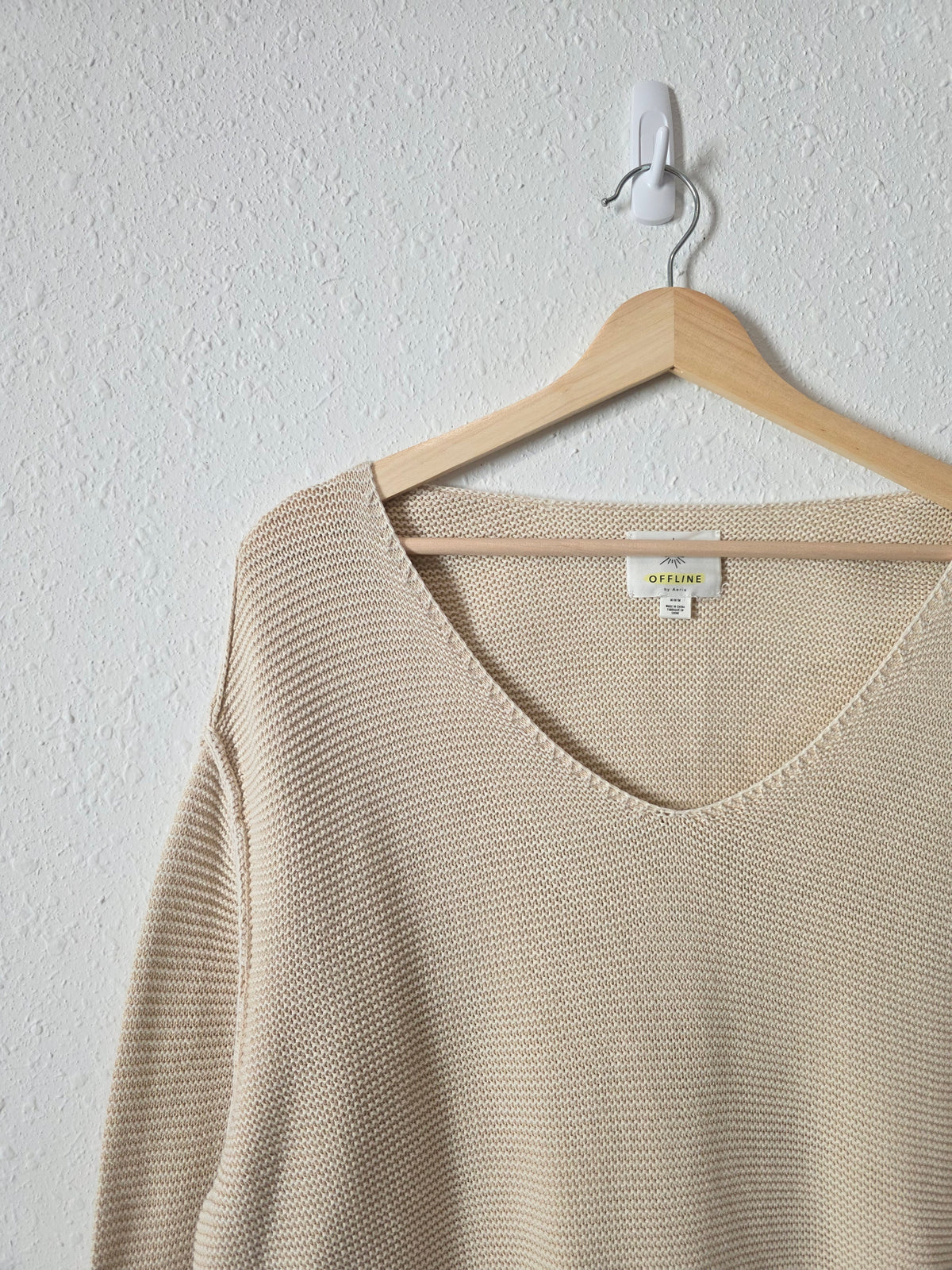 Aerie Oat Cotton Boxy Sweater (M)