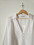 Zara White Linen V Neck Blouse (XL)