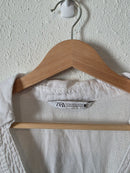 Zara White Linen V Neck Blouse (XL)